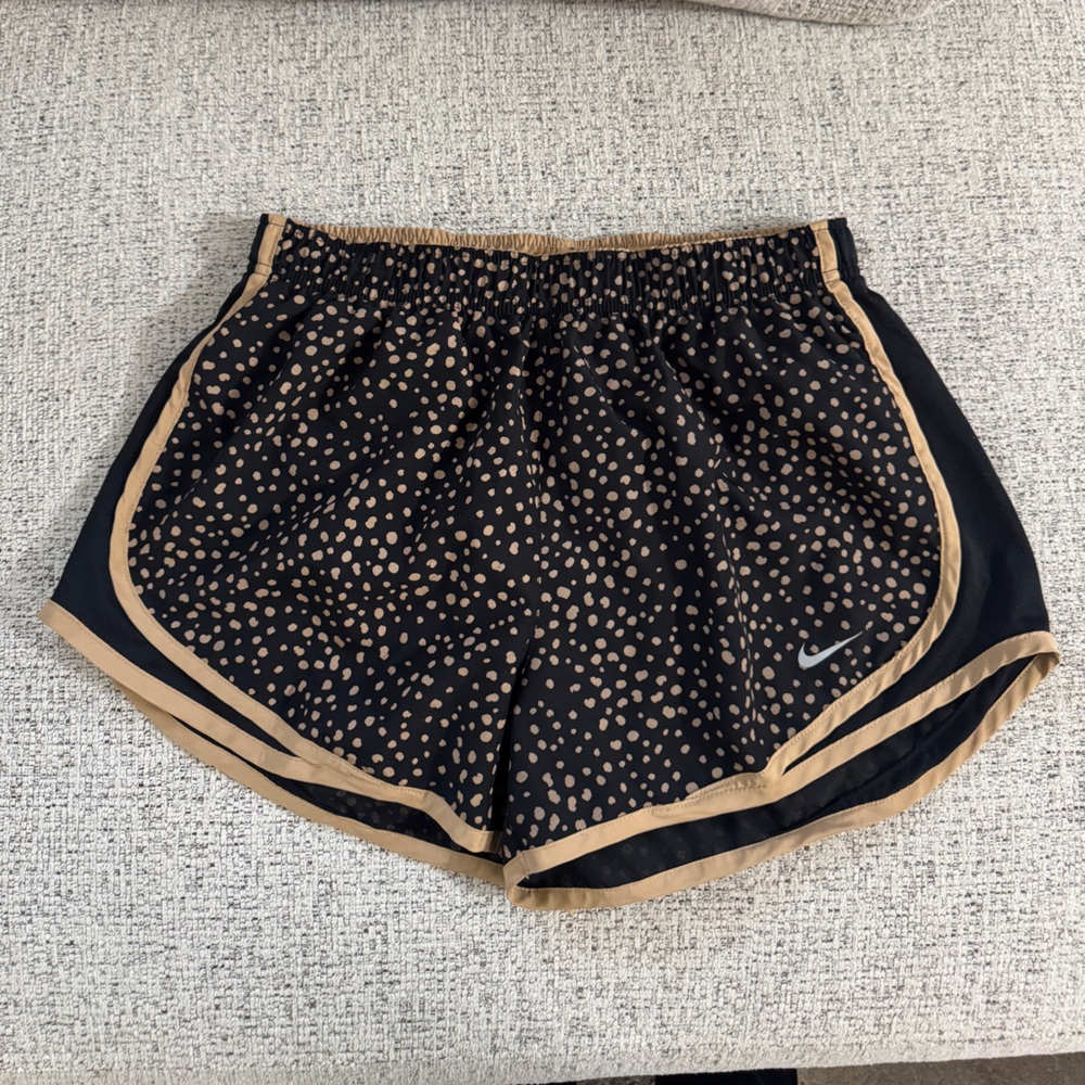 Nike Women's Black and Brown Polka Dot Mini Skirt